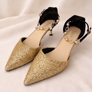 Gold Glitter Women's Heels